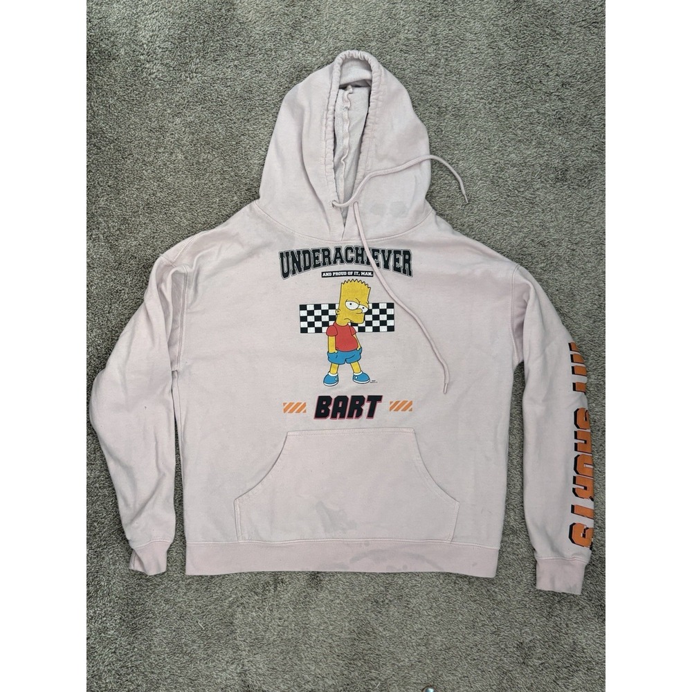 Rare Bart Simpson Under Achiever Pink Hoodie Size Medium Movie Promo